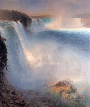 風景 Painting - アメリカ側から見たナイアガラの滝の風景 ハドソン川のフレデリック・エドウィン教会の風景